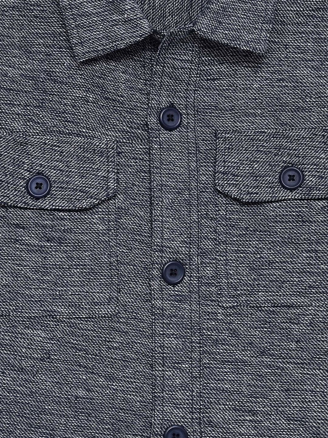 Brumano Mens RTW Solids Cotton Shirt Suit Navy Blue N Beige With Flat Pockets Winter Collection