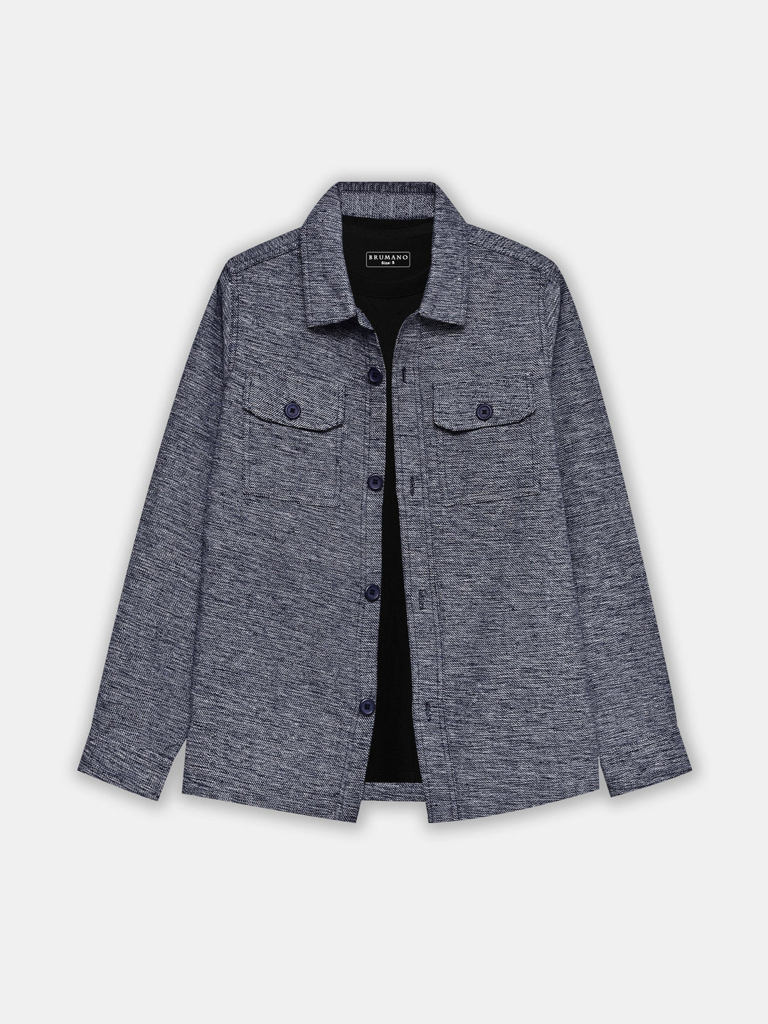Brumano Mens RTW Solids Cotton Shirt Suit Navy Blue N Beige With Flat Pockets Winter Collection