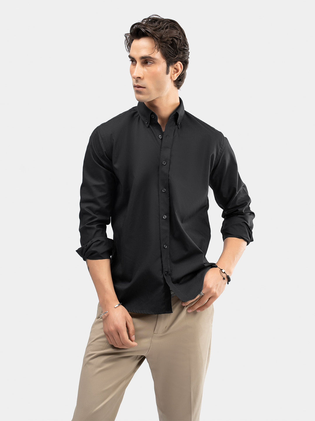 Brumano Mens RTW Solids Cotton Shirt Navy Blue With Contrasting Collar Casual Collection