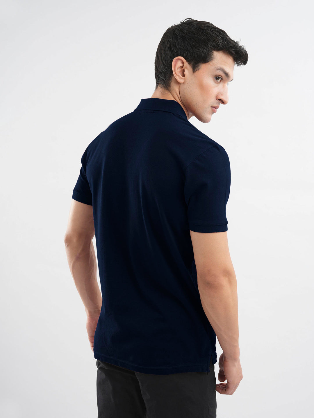 Brumano  Solids Cotton Polo Navy Blue 100% Cotton Pique Polo