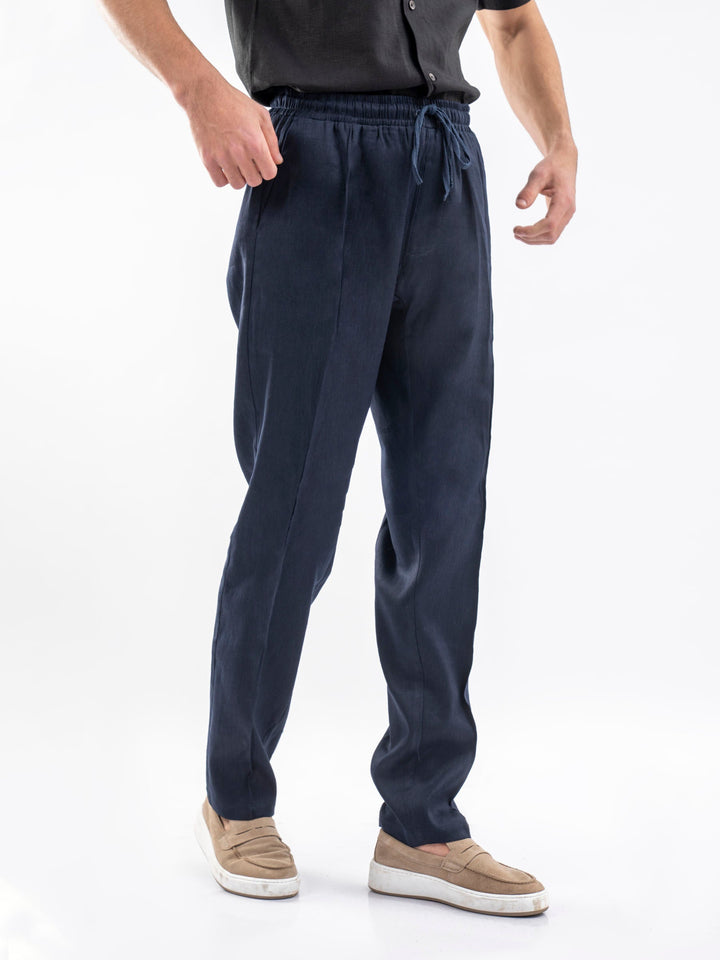 Brumano Solids Linen Trouser Navy Blue 100% Linen Pajama Trouser