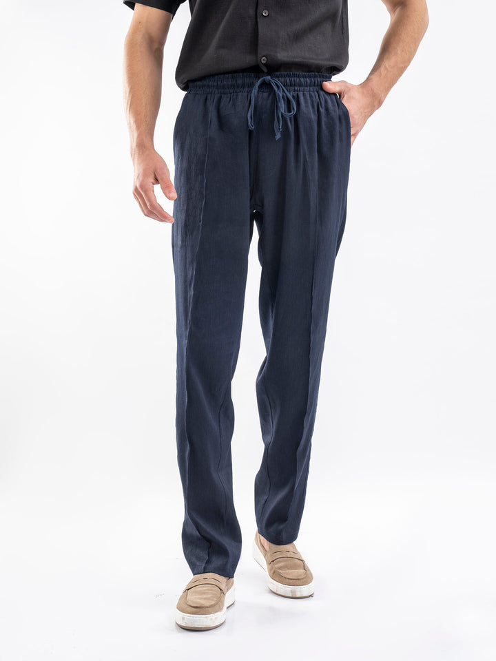 Brumano Solids Linen Trouser Navy Blue 100% Linen Pajama Trouser