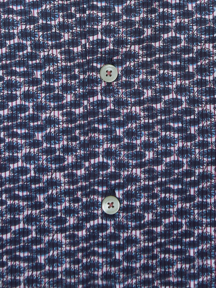 Brumano Ready To Wear Shirts Men 1 Piece Cotton Navy Blue Abstract Printed Shirt With Classic Collar 0-31-024-5095 - Summer Collection