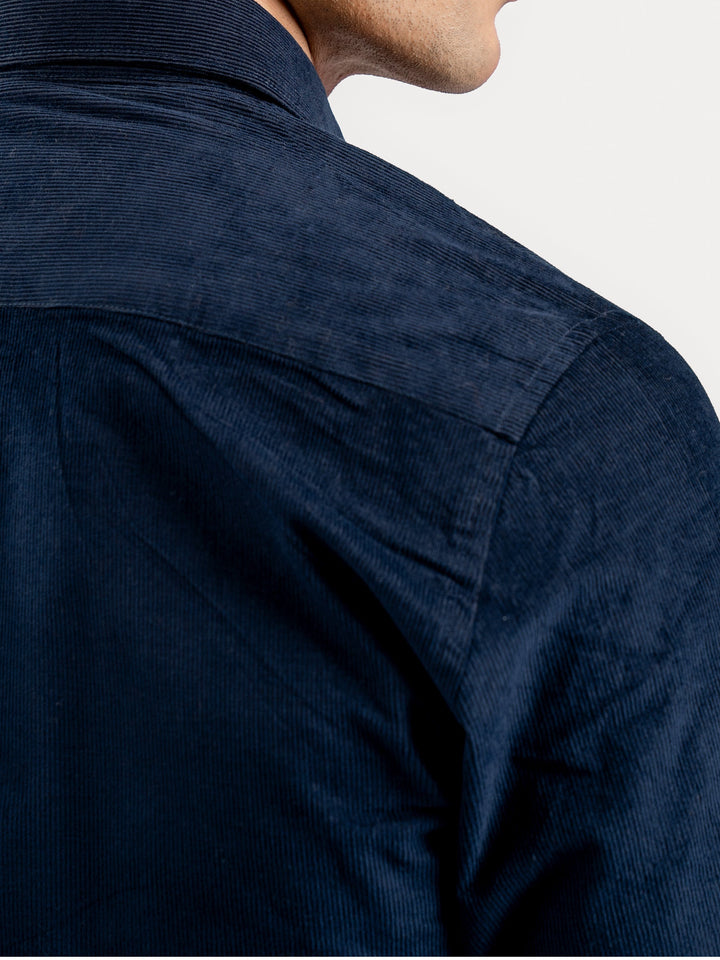 Brumano Ready To Wear Shirts Men 1 Piece Cotton Navy Blue Corduroy Shirt 0-31-025-4524 - Summer Collection