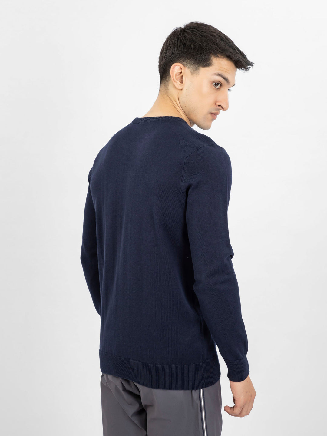 Brumano Ready to Wear Men Cotton Navy Blue Crew Neck Sweater 0-21-024-4208-D-06 - Winter Collection