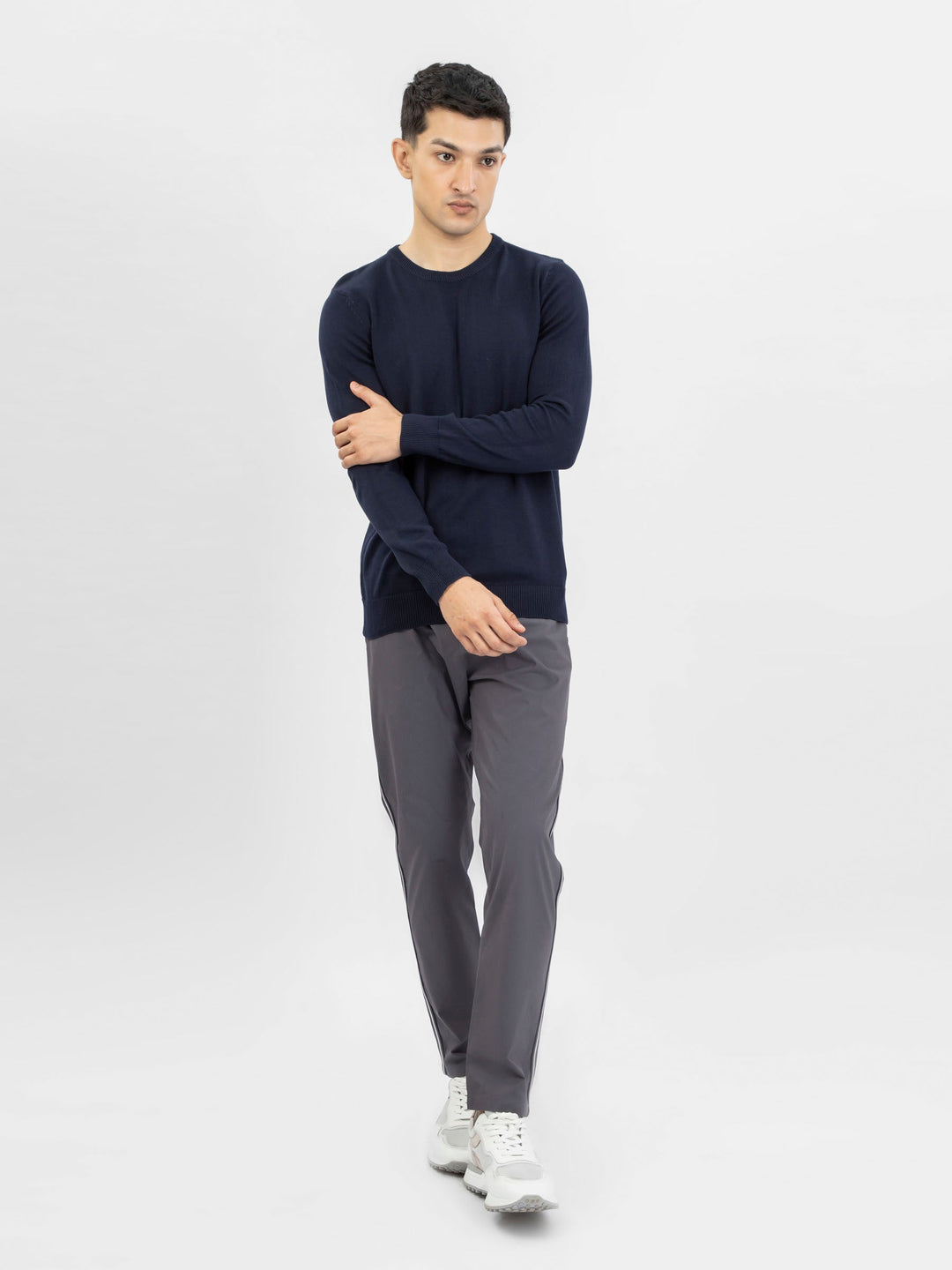 Brumano Ready to Wear Men Cotton Navy Blue Crew Neck Sweater 0-21-024-4208-D-06 - Winter Collection