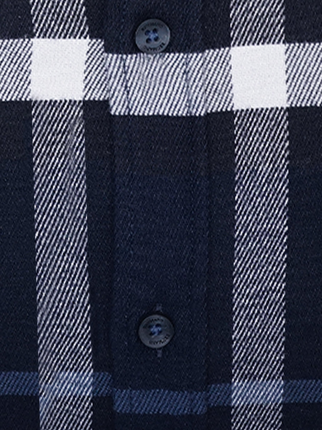 Brumano Ready To Wear Shirts Men 1 Piece Cotton Navy Blue Flannel Gingham Checkered Shirt 0-31-025-4539 - Summer Collection