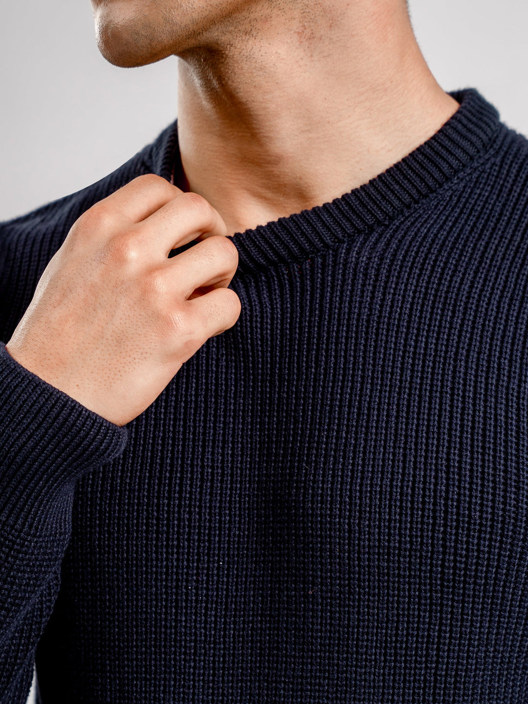 Brumano Mens RTW Solids Cotton 1 Piece Navy Blue Knitted Jumper Winter Collection