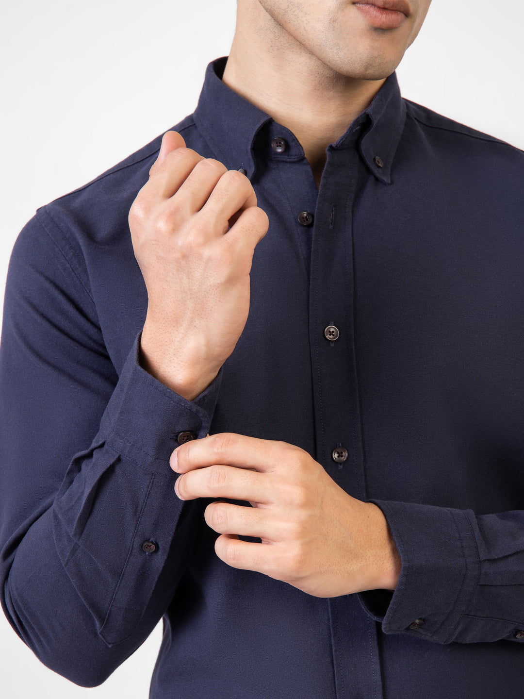 Brumano Ready To Wear Shirts Men 1 Piece Cotton Navy Blue Oxford Button Down Shirt 0-31-025-3344 - Summer Collection