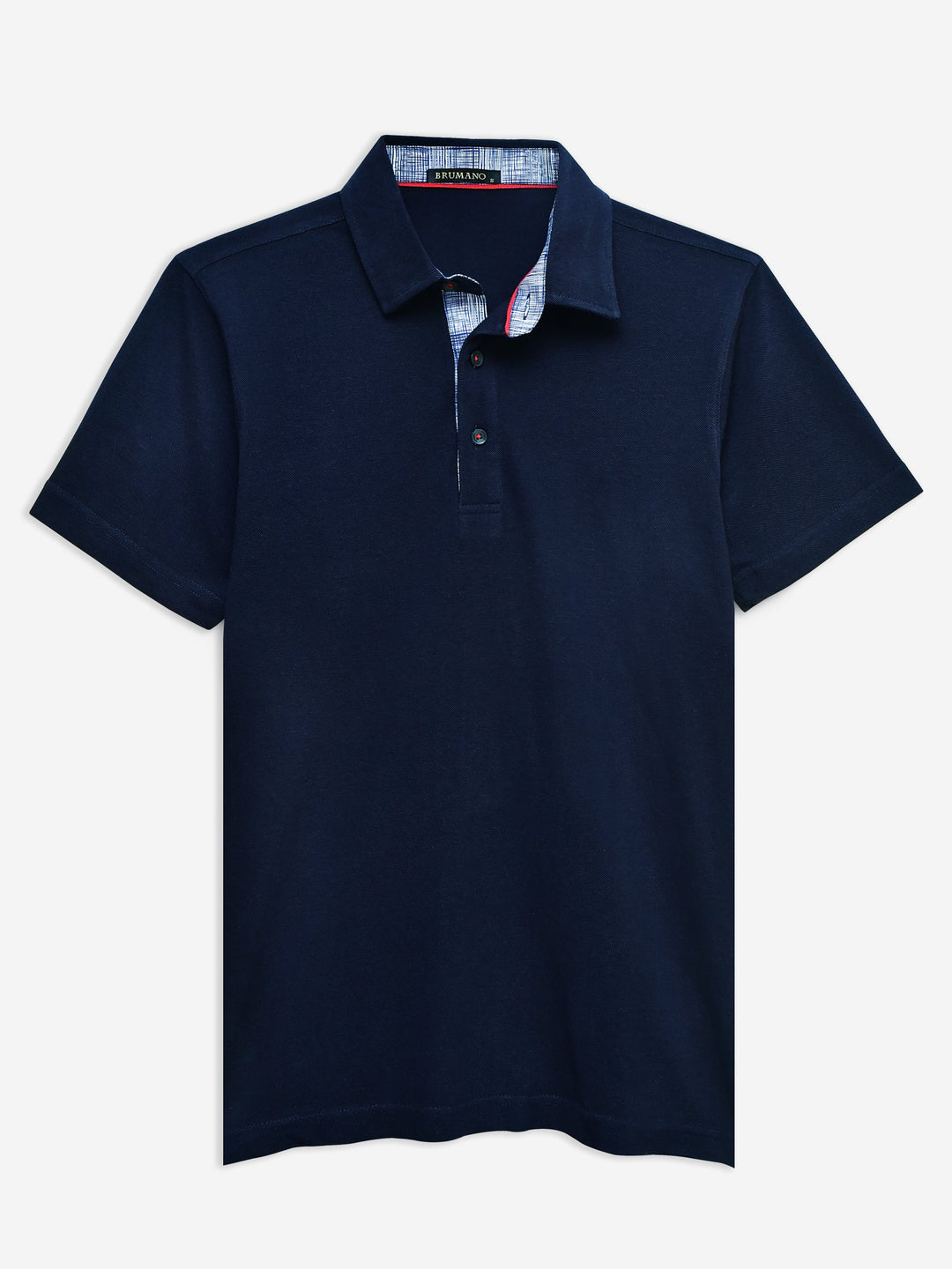 Brumano Mens RTW Solids Cotton Polo T-Shirt Navy Blue Collar With Contrasting Casual Collection