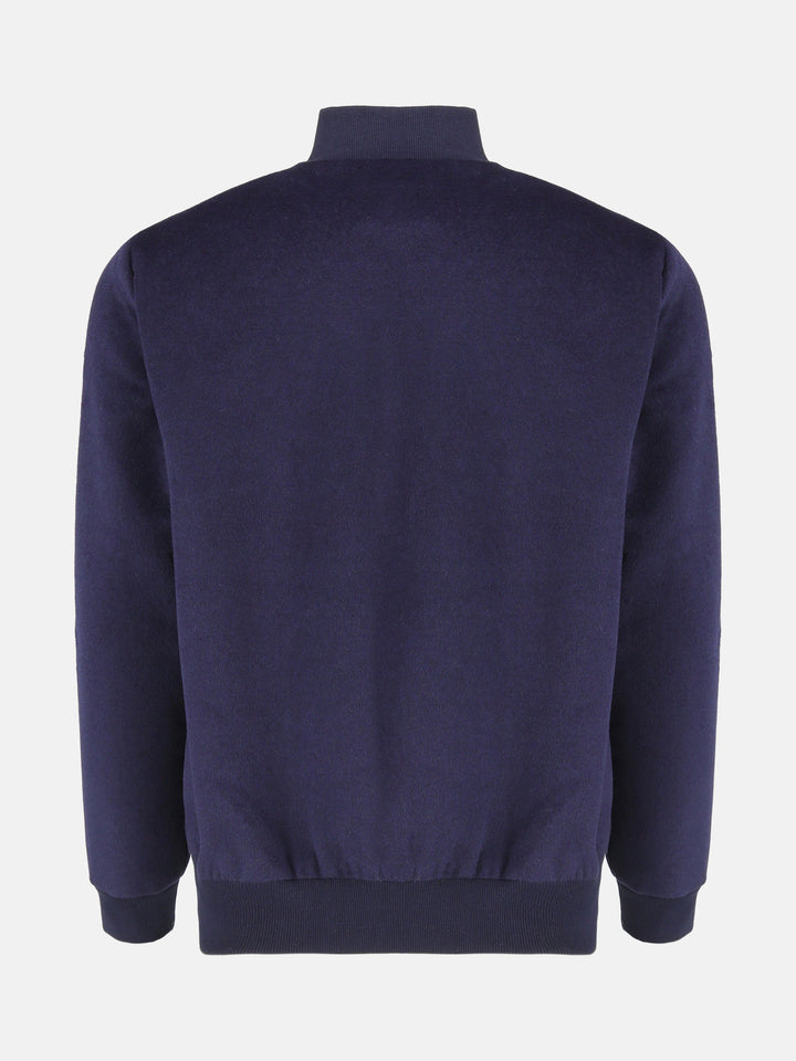 Brumano Pret Solids Polyester 1 Piece Navy Blue Wool Bomber Jacket - Limited Edition