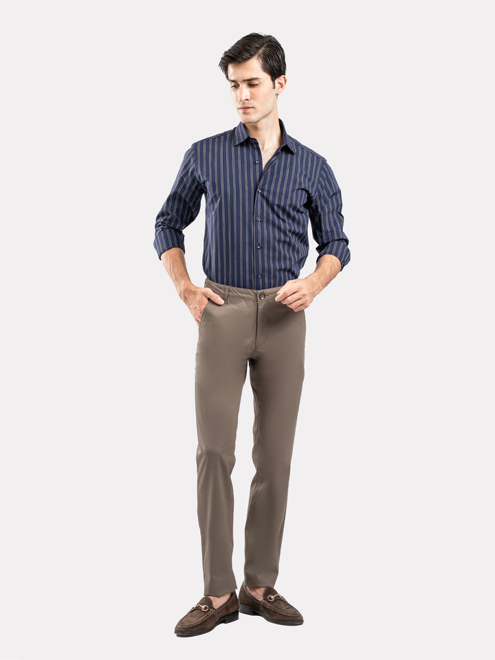 Brumano Ready To Wear Shirts Men 1 Piece Cotton Navy Blue & Black Striped Formal Shirt 0-31-025-4702 - Summer Collection