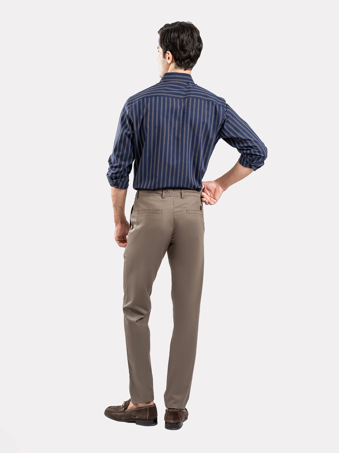 Brumano Ready To Wear Shirts Men 1 Piece Cotton Navy Blue & Black Striped Formal Shirt 0-31-025-4702 - Summer Collection