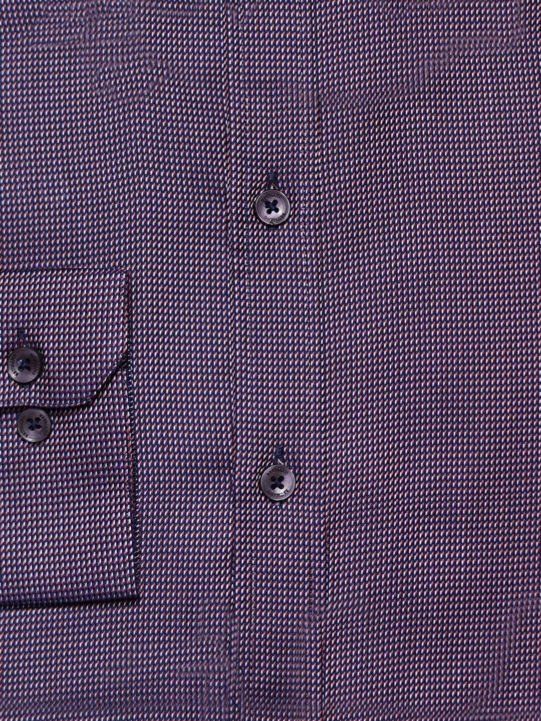 Brumano Ready To Wear Shirts Men 1 Piece Cotton Navy Blue & Orange Dobby Structured Shirt 0-32-025-4521 - Summer Collection