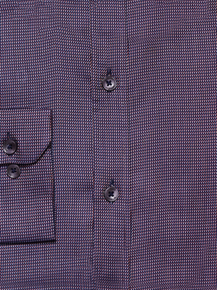 Brumano Ready To Wear Shirts Men 1 Piece Cotton Navy Blue & Orange Dobby Structured Shirt 0-32-025-4521 - Summer Collection