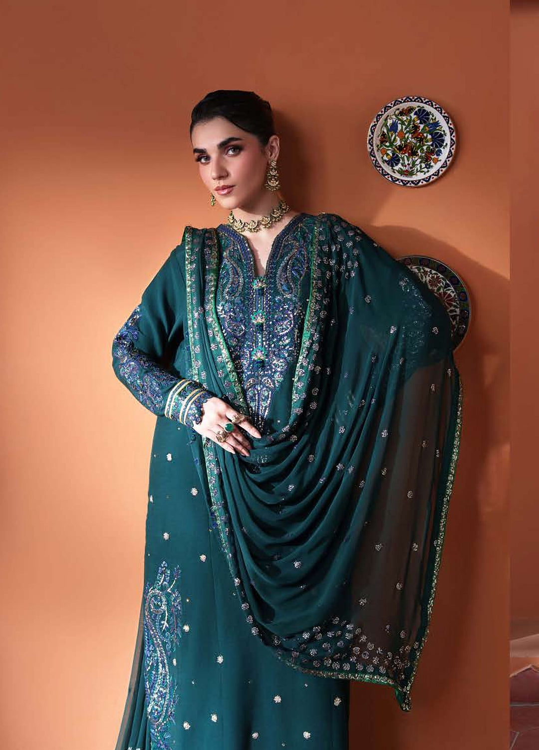 Mahenoor by Roheenaz Unstitched Embroidered Raw Silk 3 Piece Suit RN26UMR Nayyara RUNES260105 - Festive Collection