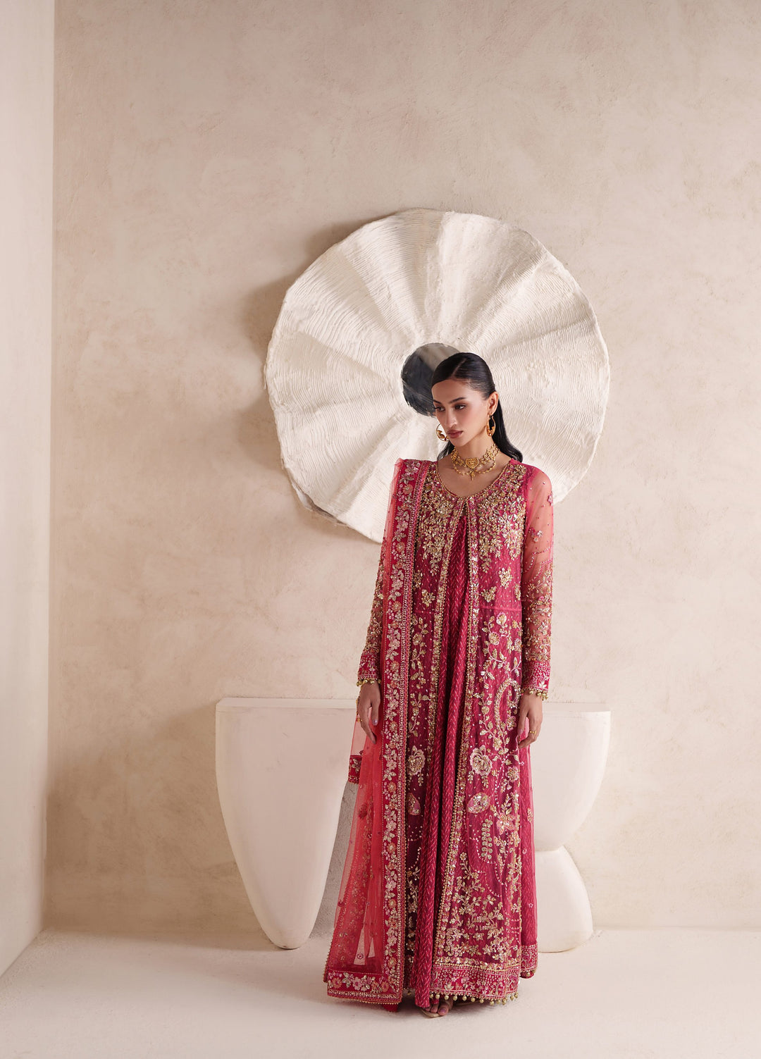 Pari Naz by Neeshay Unstitched Embroidered Net 3 Piece Suit NSH26UPN AROOSA - Wedding Collection