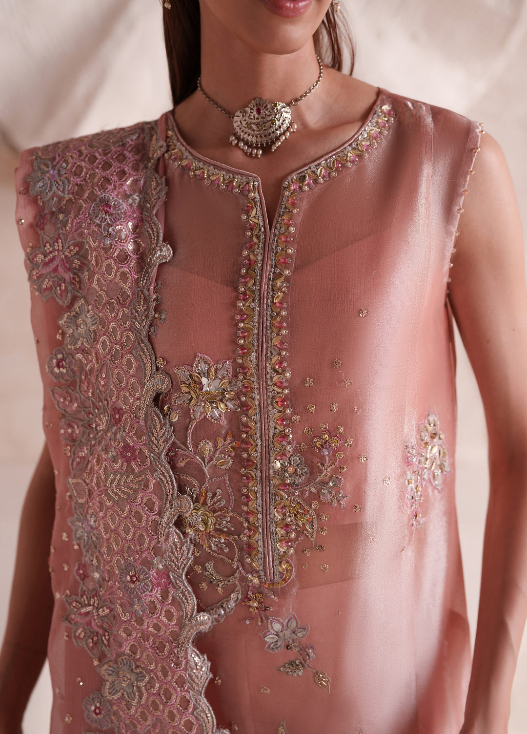 Pari Naz by Neeshay Unstitched Embroidered Tissue Zari 3 Piece Suit NSH26UPN NYRA - Wedding Collection