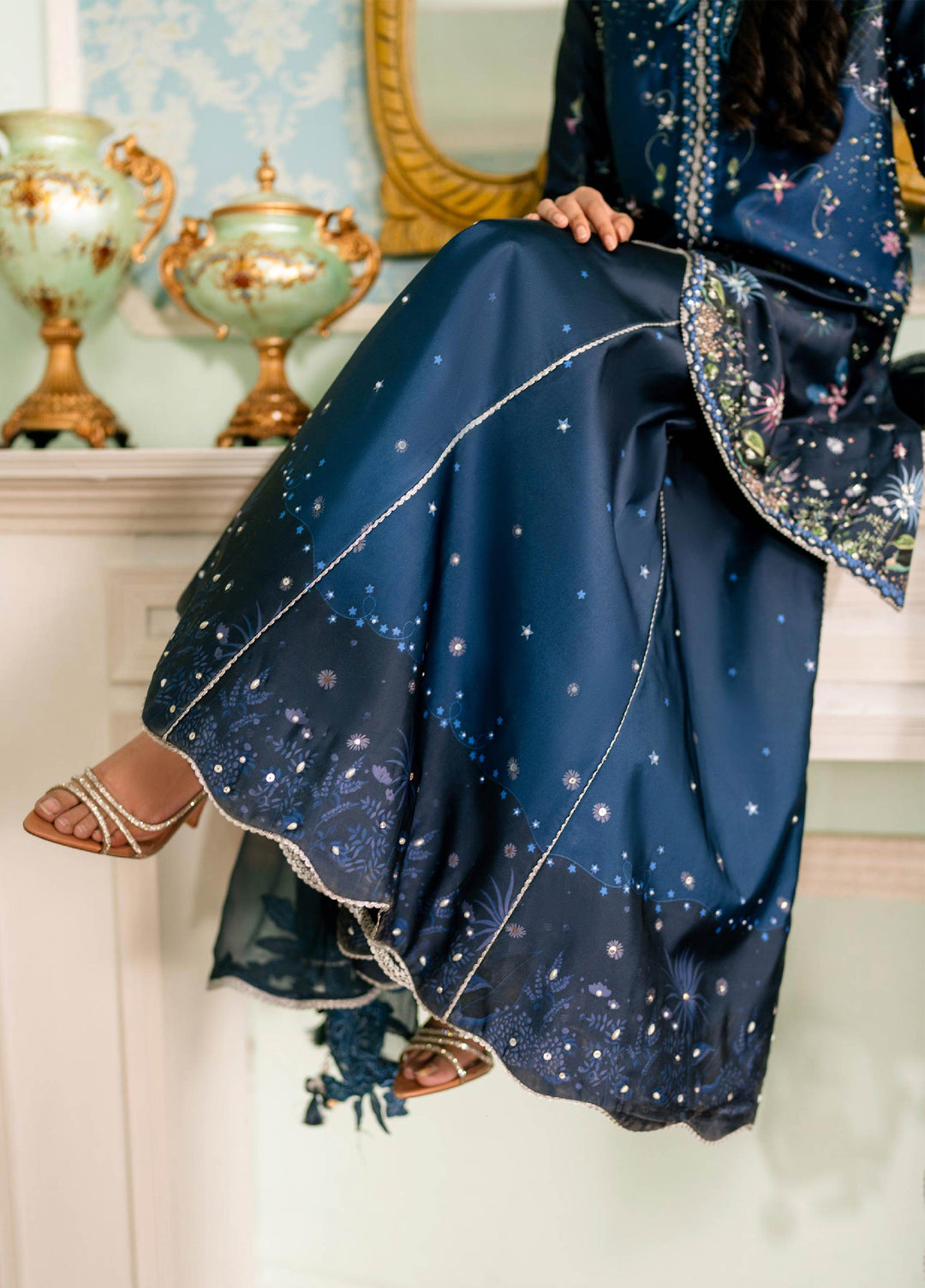 Luxe by Qalamkar Unstitched Embroidered Charmeuse Silk 3 Piece Suit QLK26UL Nerina QSL-06 - Festive Collection