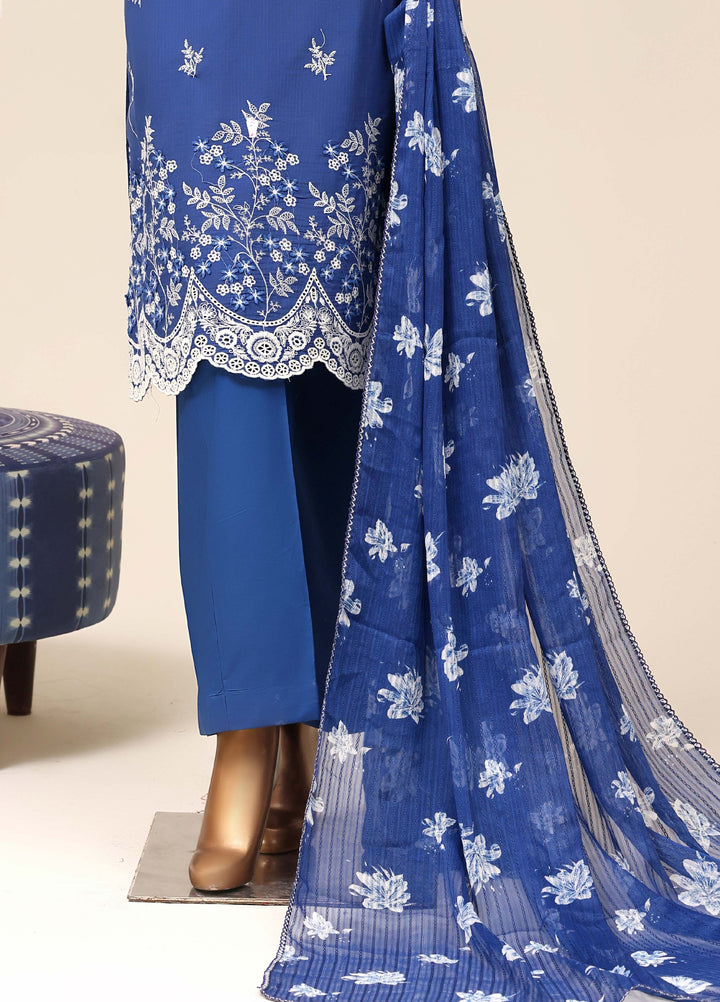 HZ Textiles RTW Chikankari Lawn 3 Piece Suit HZ26PCL NIGHT BLUE SBE-3P-072 - Casual Collection