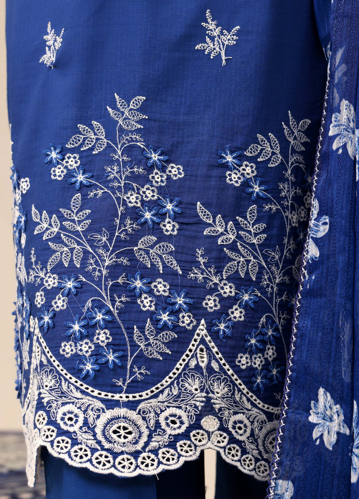 HZ Textiles RTW Chikankari Lawn 3 Piece Suit HZ26PCL NIGHT BLUE SBE-3P-072 - Casual Collection