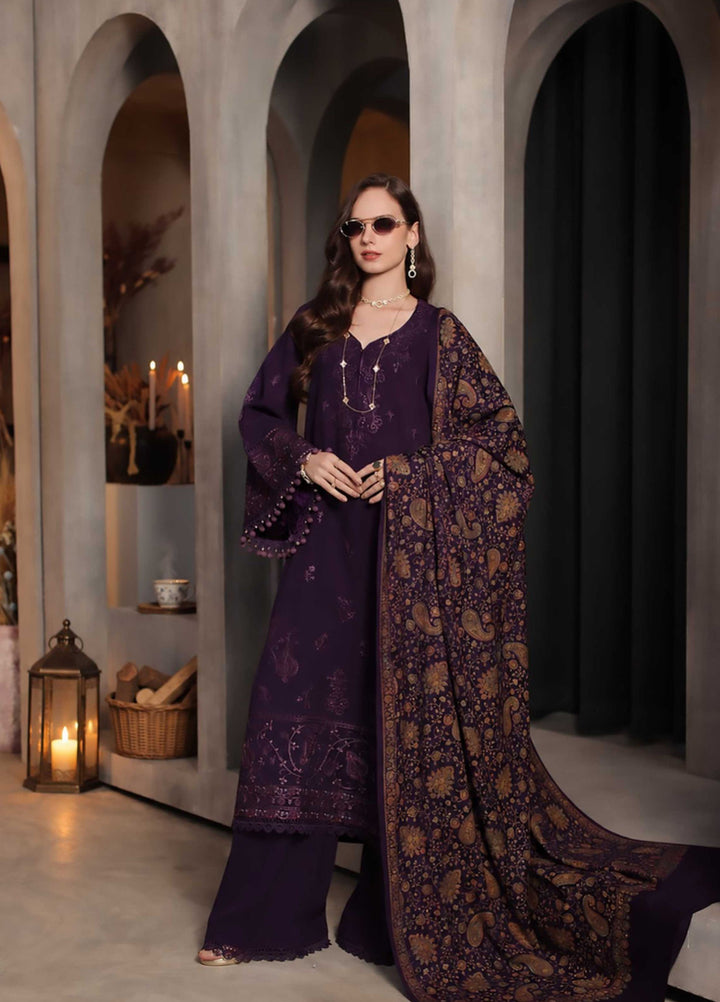 Noor Pashmina Shawl by Saadia Asad Unstitched Embroidered Linen 3 Piece Suit SA26UNW D1 - Winter Collection