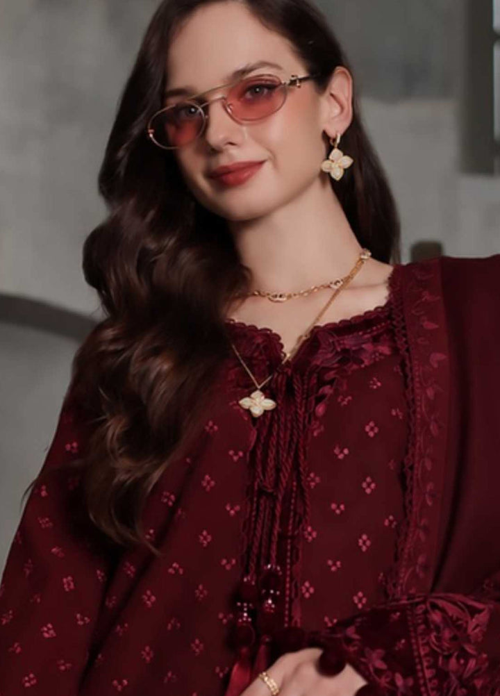 Noor Pashmina Shawl by Saadia Asad Unstitched Embroidered Khaddar 3 Piece Suit SA26UNW D2 - Winter Collection