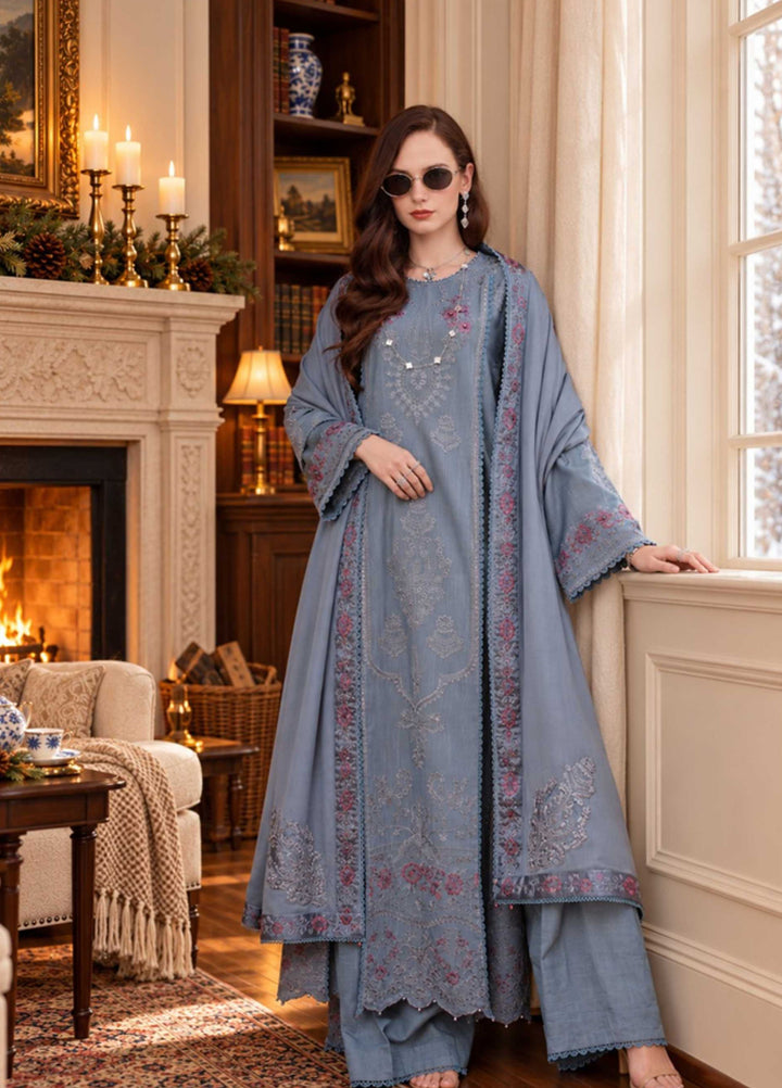 Noor Pashmina Shawl by Saadia Asad Unstitched Embroidered Khaddar 3 Piece Suit SA26UNW D9 - Winter Collection