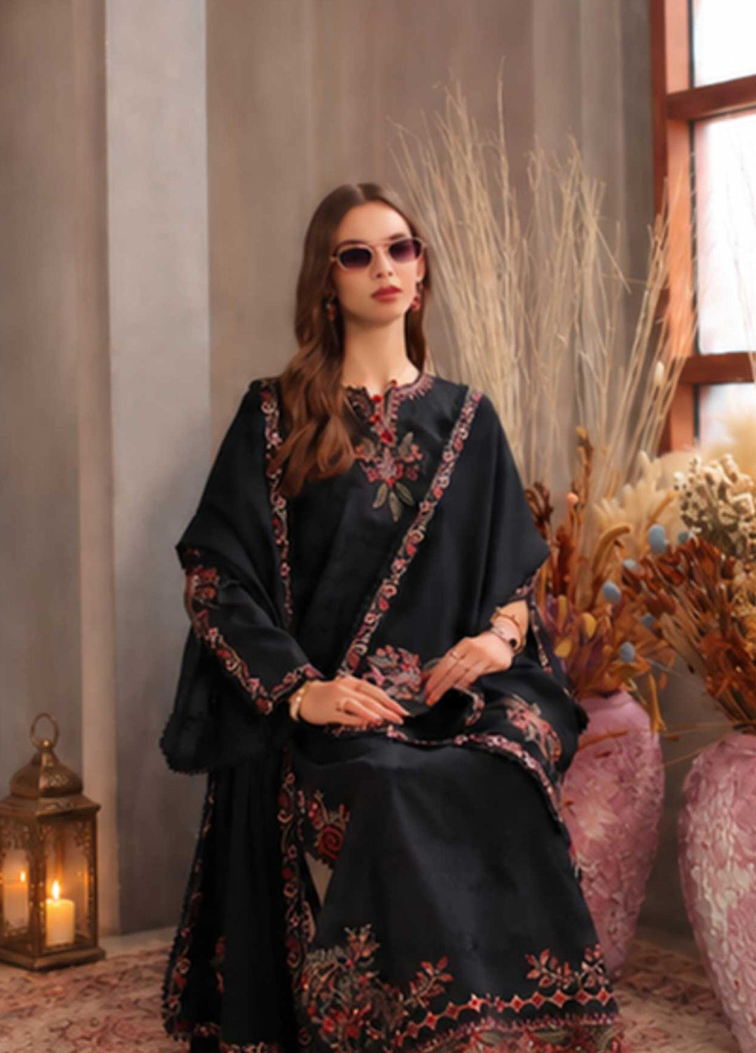 Noor Pashmina Shawl by Saadia Asad Unstitched Embroidered Jacquard 3 Piece Suit SA26UNW D11 - Winter Collection