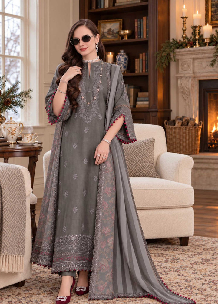 Noor Pashmina Shawl by Saadia Asad Unstitched Embroidered Khaddar 3 Piece Suit SA26UNW D13 - Winter Collection