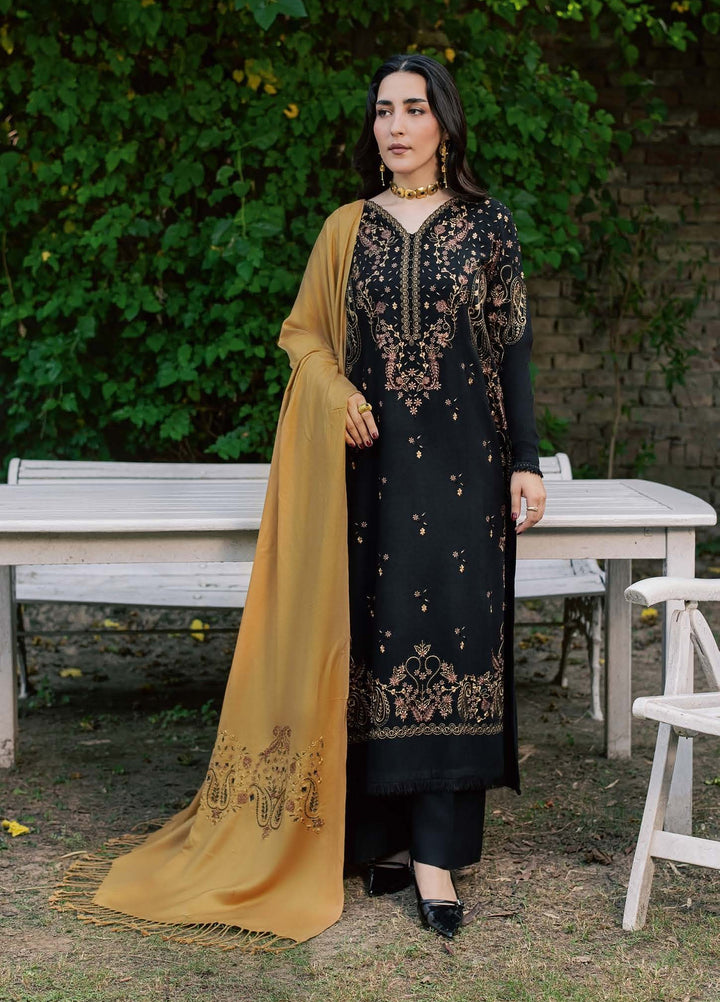 Pashmina Shawl by Nureh Unstitched Embroidered Leather Peach 3 Piece Suit NU26UPS NE-295 - Winter Collection