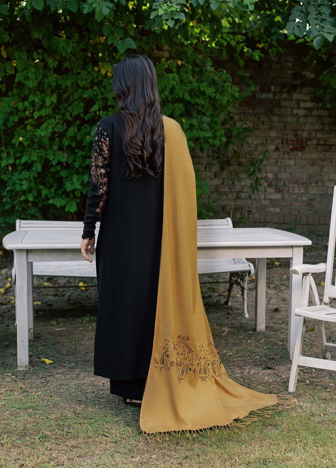 Pashmina Shawl by Nureh Unstitched Embroidered Leather Peach 3 Piece Suit NU26UPS NE-295 - Winter Collection