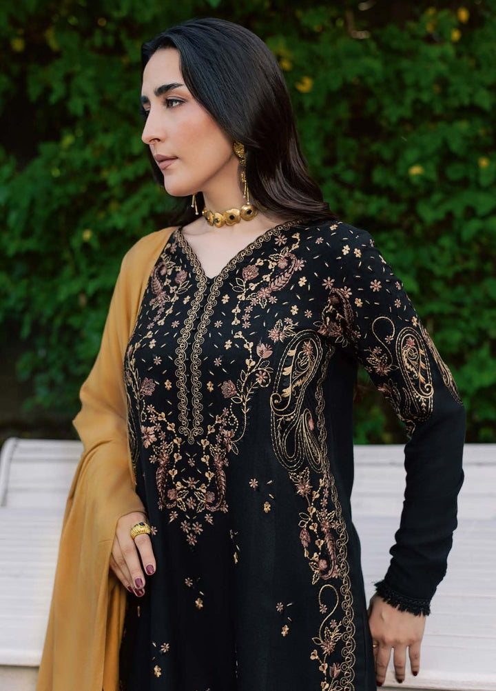 Pashmina Shawl by Nureh Unstitched Embroidered Leather Peach 3 Piece Suit NU26UPS NE-295 - Winter Collection