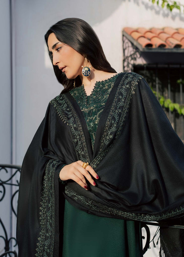 Pashmina Shawl by Nureh Unstitched Embroidered Leather Peach 3 Piece Suit NU26UPS NE-299 - Winter Collection