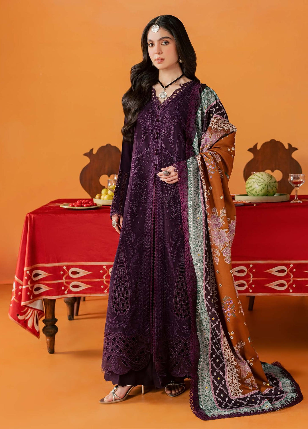 Bazar by Nureh Unstitched Embroidered Leather Peach 4 Piece Suit NU26UBL NE-288 - Festive Collection