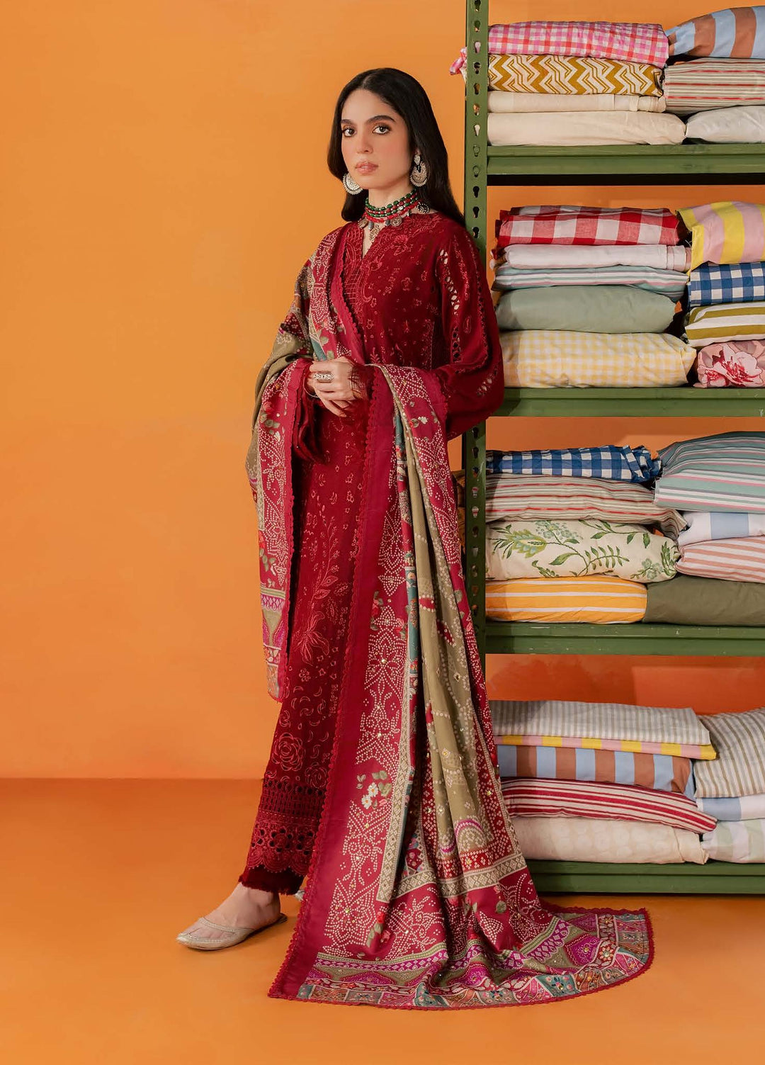 Bazar by Nureh Unstitched Embroidered Leather Peach 4 Piece Suit NU26UBL NE-290 - Festive Collection