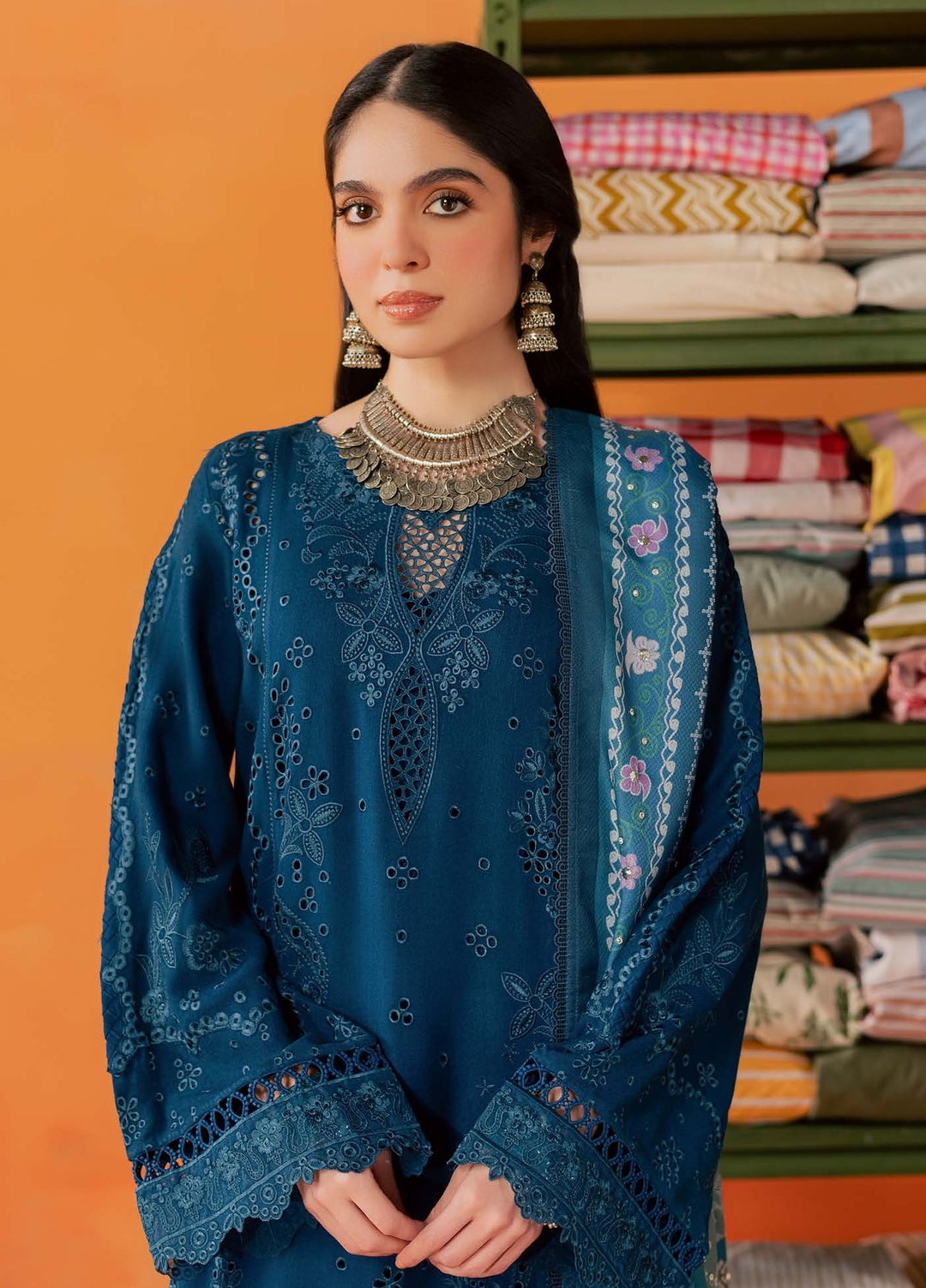 Bazar by Nureh Unstitched Embroidered Leather Peach 4 Piece Suit NU26UBL NE-291 - Festive Collection