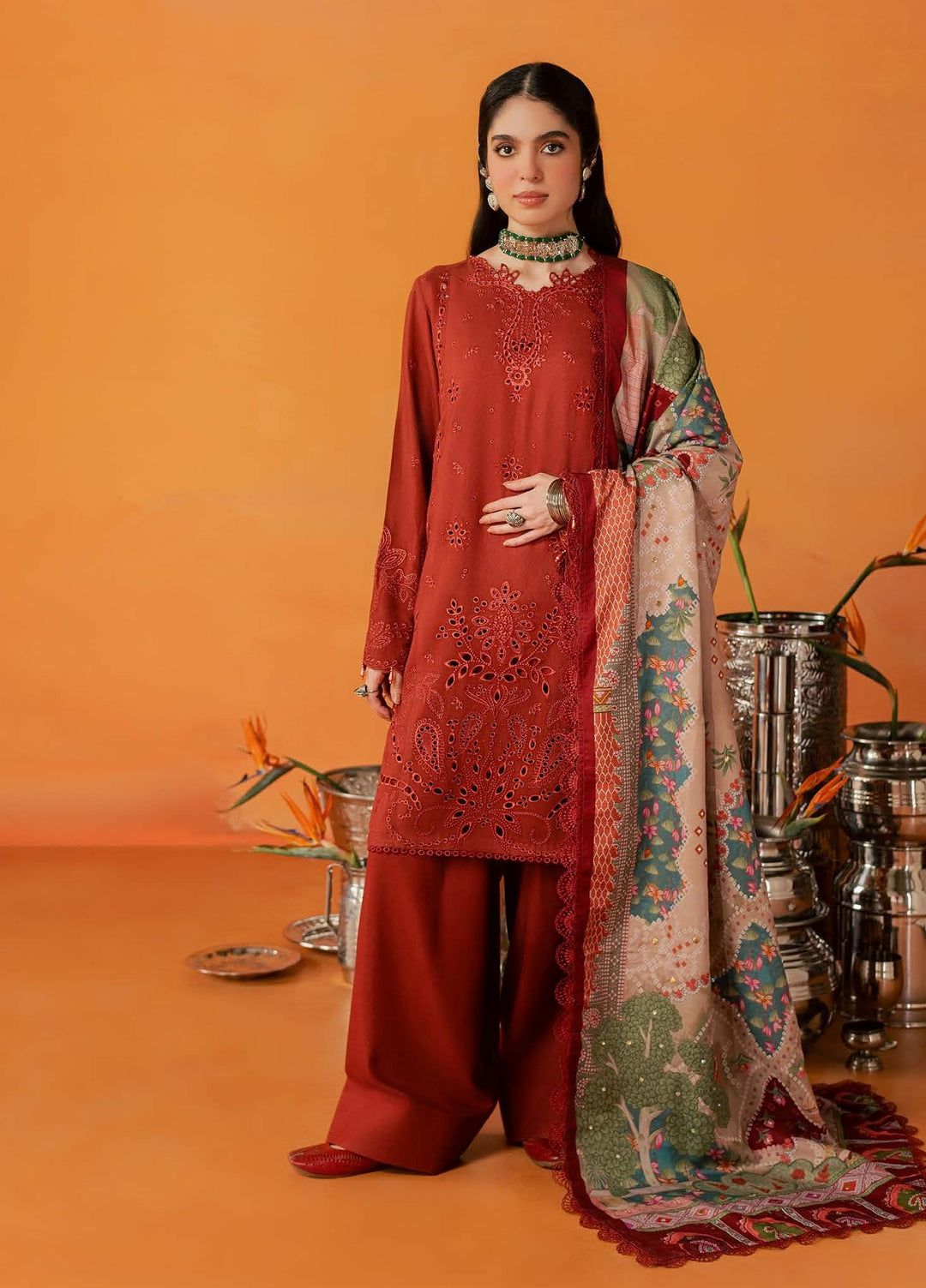 Bazar by Nureh Unstitched Embroidered Leather Peach 4 Piece Suit NU26UBL NE-292 - Festive Collection