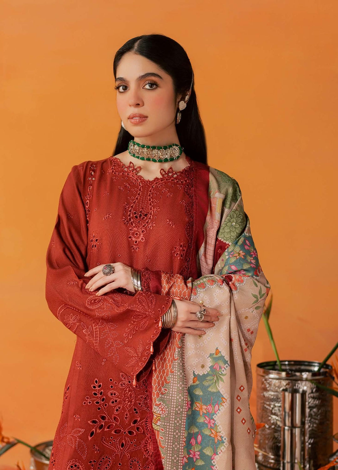 Bazar by Nureh Unstitched Embroidered Leather Peach 4 Piece Suit NU26UBL NE-292 - Festive Collection