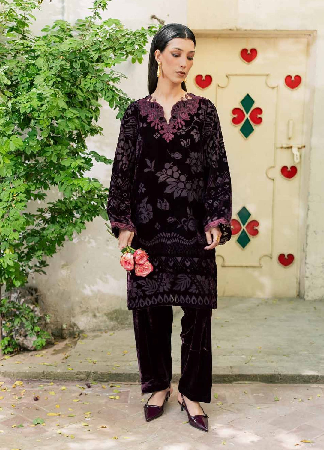 Ballerina by Nureh Unstitched Embroidered Velvet 2 Piece Suit NU26UVB Ballerina NU2-230 - Festive Collection