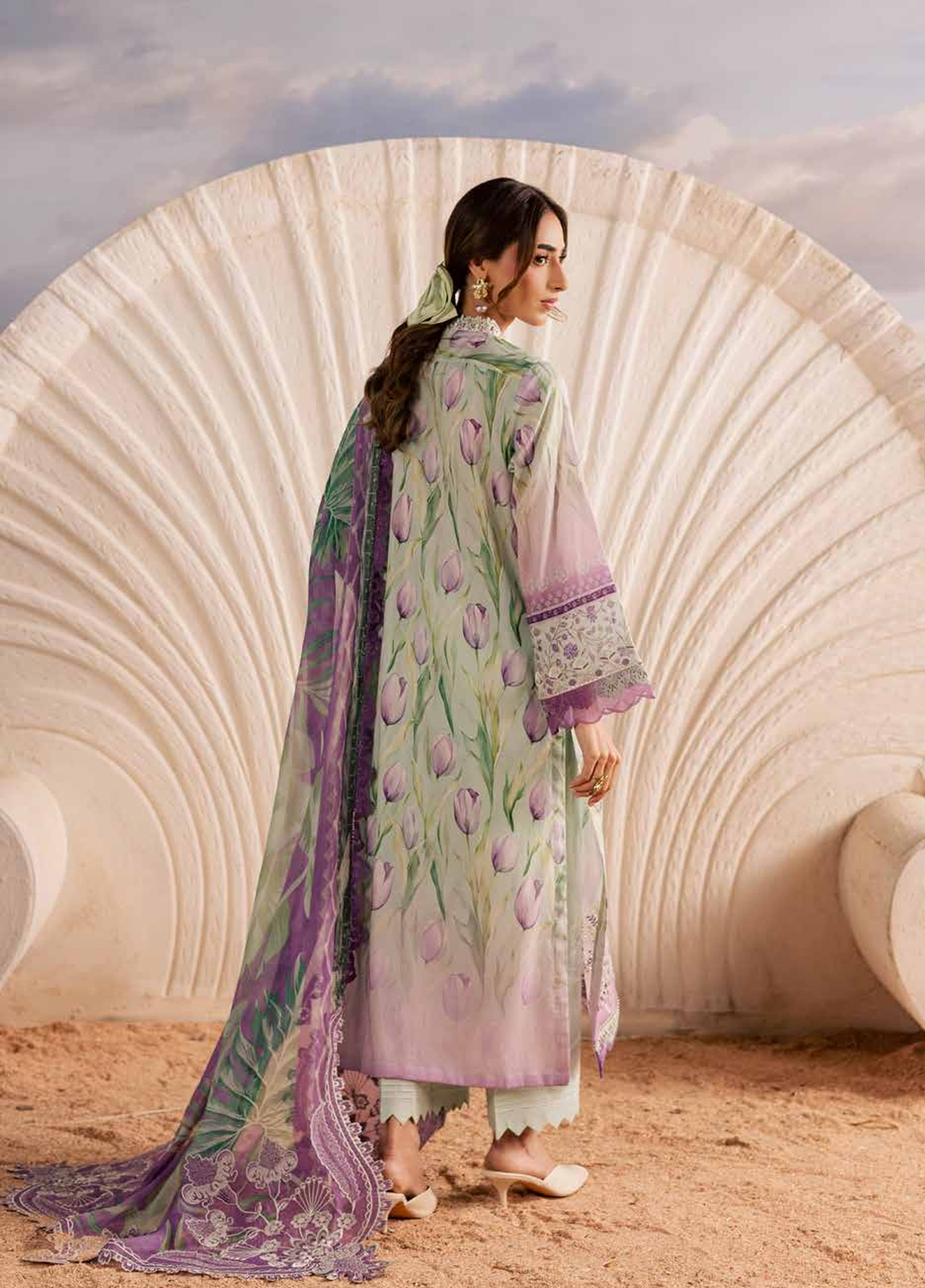 Gardenia by Nureh Unstitched Embroidered Lawn 3 Piece Suit NU26ULG NSG-218 - Summer Collection