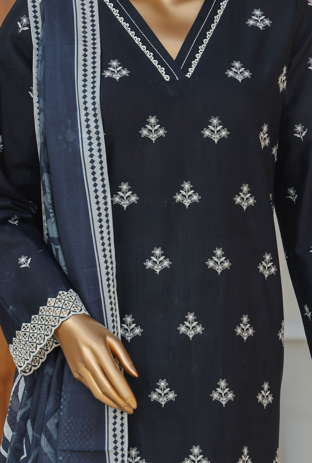 Oriental by Hz Textiles Unstitched 3 Piece Embroidered Cambric Cotton Suit OPS-06 - Winter Collection