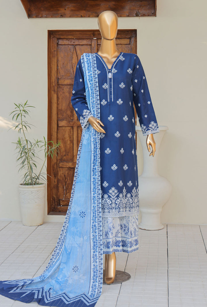 Oriental by Hz Textiles Unstitched 3 Piece Embroidered Cambric Cotton Suit OPS-07 - Winter Collection