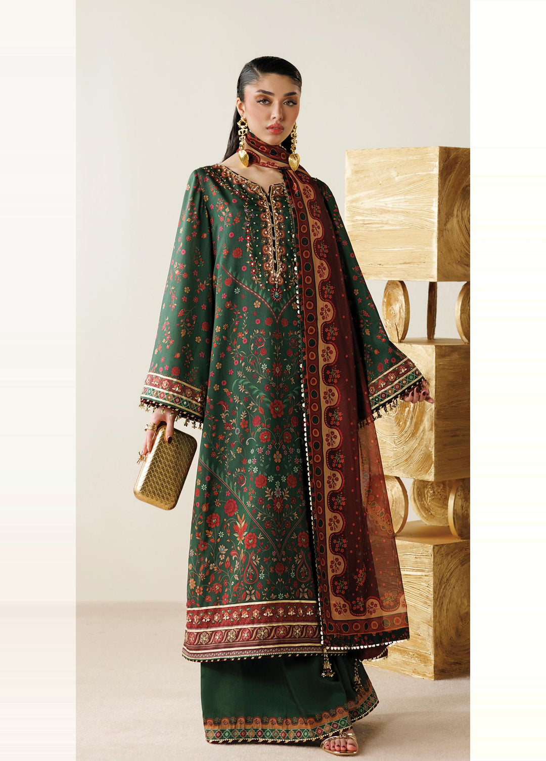 Orlina by Jazmin Unstitched Printed Rawsilk 3 Piece Suit JZ26UO OR26-D01 - Festive Collection