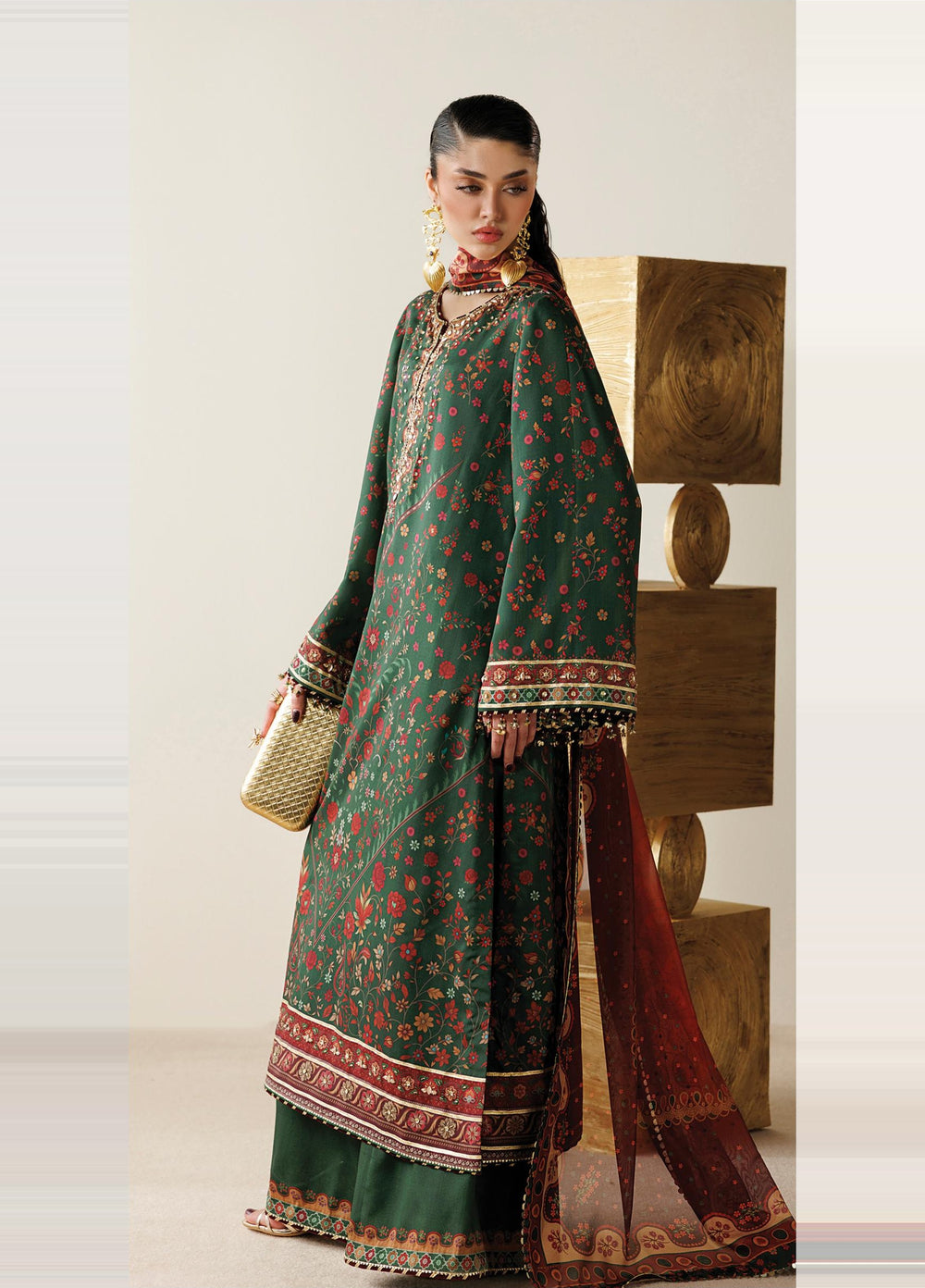 Orlina by Jazmin Unstitched Printed Rawsilk 3 Piece Suit JZ26UO OR26-D01 - Festive Collection