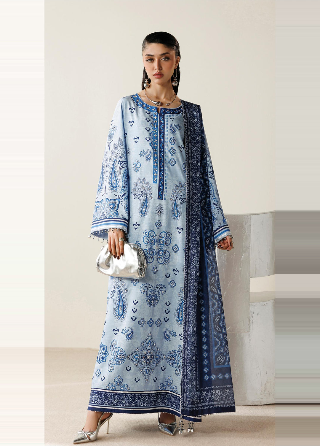 Orlina by Jazmin Unstitched Printed Rawsilk 3 Piece Suit JZ26UO OR26-D02 - Festive Collection