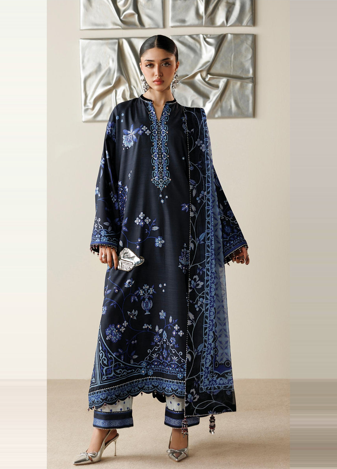 Orlina by Jazmin Unstitched Printed Rawsilk 3 Piece Suit JZ26UO OR26-D05 - Festive Collection