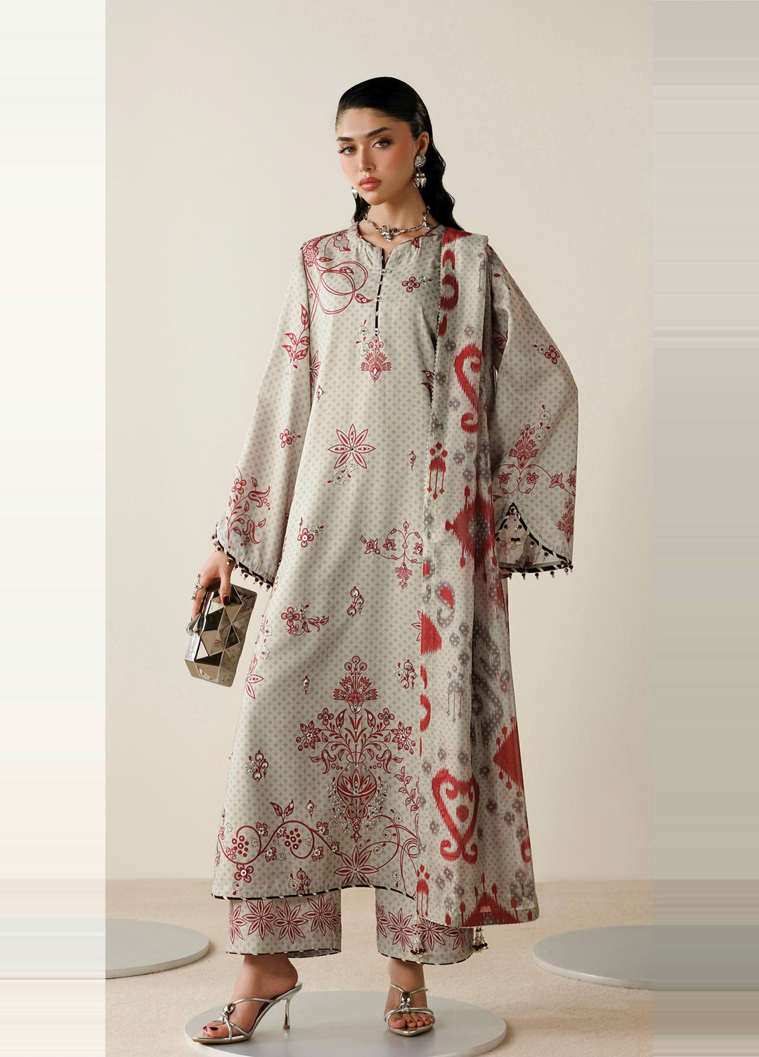 Orlina by Jazmin Unstitched Printed Rawsilk 3 Piece Suit JZ26UO OR26-D06 - Festive Collection