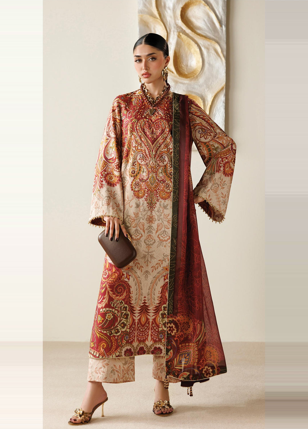 Orlina by Jazmin Unstitched Printed Rawsilk 3 Piece Suit JZ26UO OR26-D08 - Festive Collection