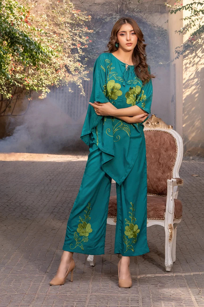 Dhaga Women Pret Embroidered 2 Piece poly cambric Mystic Green SS25DSE143 - Summer Collection